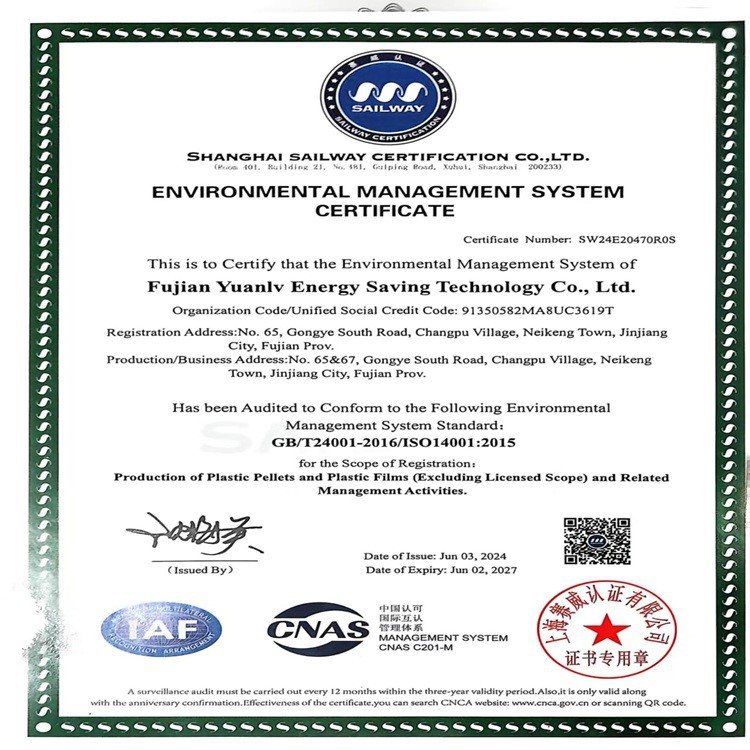 Environmental Management System Certificate Environmental Management System Certificate